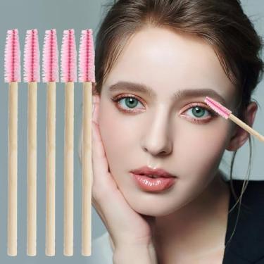 Imagem de 50 Pçs Varinhas de Rímel Descartáveis Bambu Spoolies Escova para Extensões de Cílios Spoolie Kits de Maquiagem Aplicador de Cílios (Rosa)