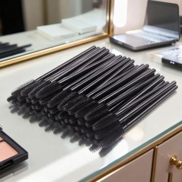Imagem de 100 varinhas descartáveis de rímel de silicone – mini pincéis de cílios para cabeça, pente de cílios para extensões, kit de aplicador de maquiagem reutilizável