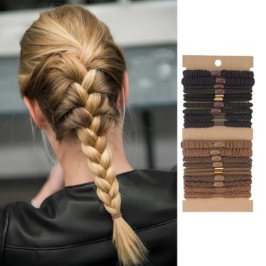 Imagem de 20 peças de laços de cabelo boho, prendedores de rabo de cavalo trançados com tensão suave, estilos diários (marrom claro + marrom escuro)