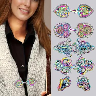 Imagem de 5 peças vintage suéter clipe espiral gola xaile camisas vestido clipes broche capa clipes de capa clipe de cardigã retrô para clipes de manto, clipe de cachecol