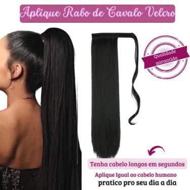 Imagem de Aplique Rabo De Cavalo Liso com Tira Autocolante Fibra Orgânica 150g P