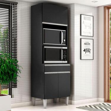 Imagem de Armário Paneleiro Torre Quente 2 Fornos Ambiente Andréia Preto Fosco - Ajl