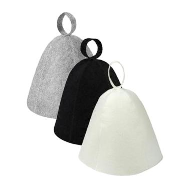 Imagem de Bothyi 3 peças chapéus de feltro para sauna acessórios para sauna leve premium prático anti calor respirável touca de banho confortável