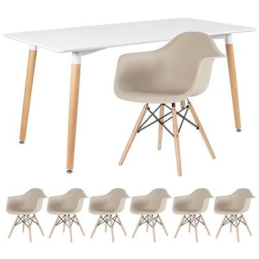 Imagem de Loft7, Mesa de jantar retangular Eames 80 x 160 cm + 6 cadeiras Eiffel DAW