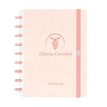 Imagem de Caderno De Disco Iscool Inteligente Personalizado 80 Folhas Profissões Couro Rosa Ciências Contábeis Médio M