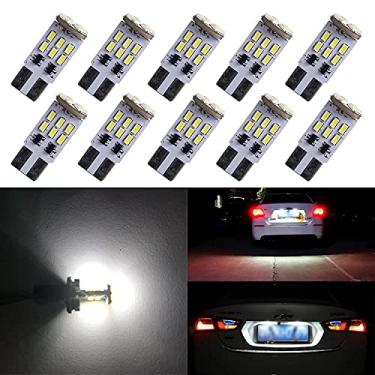 Imagem de Lightcare 10 peças de lâmpada de LED branca xenon, lâmpada de licença impermeável 12V DC, lâmpada de placa de licença para qualquer veículo e navio, T10-18SMD3014