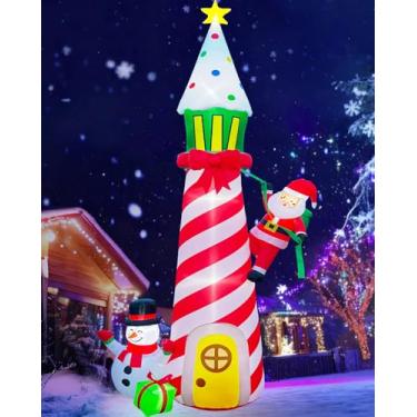 Imagem de Spinosaurus Decoração inflável de Natal para ambientes externos, farol inflável, Papai Noel e boneco de neve, decoração com luzes para quintal e jardim