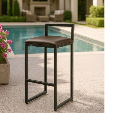 Imagem de Banqueta Alta Com Apoio Para Pés Com Encosto Cozinha E Bar Marrom