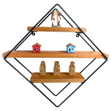 Imagem de Prateleira 3 andares Rústica Moderna Ferro e Madeira Artesanal - Minas