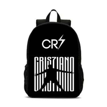 Imagem de Mochila CR7 Cristiano Ronaldo Preta Estampa Moderna Escolar, Cr7 Preto