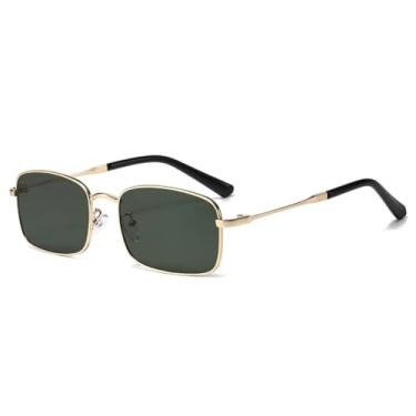 Imagem de HPIRME Óculos de sol de metal da moda, masculino, resistente a raios UV, feminino, esportivo, luxo, UV400 (verde dourado)