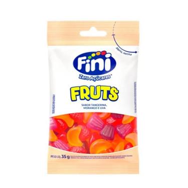 Imagem de Bala Fini Fruts Zero Açúcares Sabor Tangerina, Morango e Uva 35g