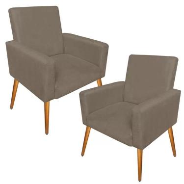 Imagem de Kit 2 Poltronas Nina Sala De Estar Luxo Suede Cappucino