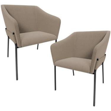 Imagem de Kit 2 Cadeiras Para Sala De Jantar Estar Living Olívia L02 Bouclê Bege