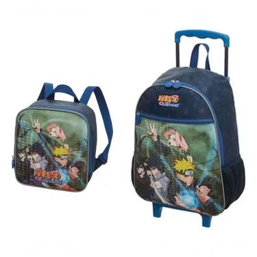 Imagem de Kit Mochila Rodinha Lancheira Escolar Infantil Menino Naruto Time Pacific