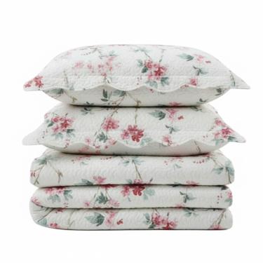 Imagem de Kit Cobre Leito Colcha Magnus Casal 3 Peças Dupla Face Estampado Floral - Brisa Rosa - 100% Poliéster