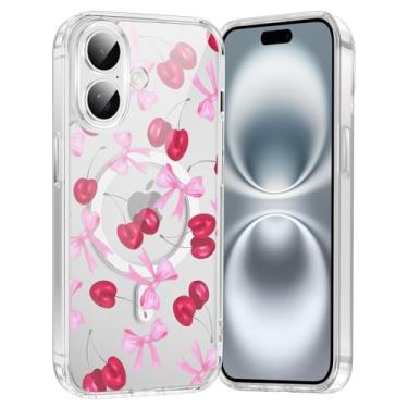 Imagem de Vulfwela Capa de celular para iPhone 16 de 6,1 polegadas, com laço magnético, capa transparente compatível com MagSafe, antiamarelamento, antiqueda, à prova de choque, capa protetora de corpo inteiro