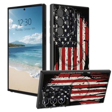 Imagem de AIRWEE Capa magnética robusta para Samsung Galaxy S25 Ultra, capa protetora de camada dupla à prova de choque com suporte de câmera oculta para Galaxy S25 Ultra de 6,9 polegadas, bandeira vintage