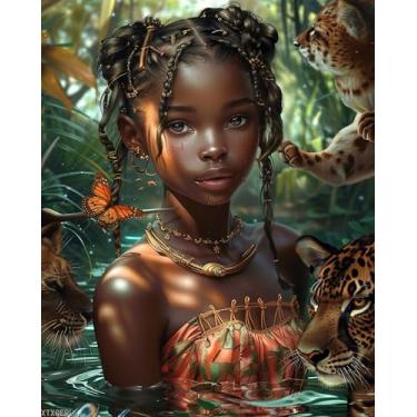 Imagem de XTXGERL Kits de pintura por números para mulheres africanas, pintura a óleo faça você mesmo, kits de tinta acrílica por números para adultos iniciantes com pincéis para decoração de parede de casa 41