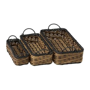 Imagem de Conjunto de cestas de armazenamento de vime Maris de 7 a 28 cm, 33 e 38 cm, marrom escuro – empilháveis com alças para organização de cozinha e artigos de higiene de banheiro