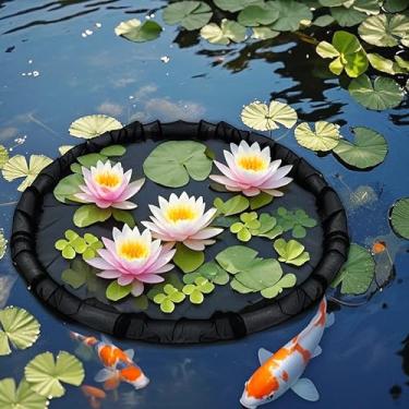 Imagem de 2 unidades de ilhas flutuantes redondas de proteção de plantas para lagoas, vasos flutuantes de barreira de peixes - escudo de plantas aquáticas, essenciais para jardinagem de lagos