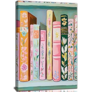 Imagem de Arte de parede em tela de livro pastel, estudo moderno, livros coloridos, fotos, meninas, leitura, leitura, recantos, pinturas, pôster, impressões, para decoração de casa, sala de aula, banheiro