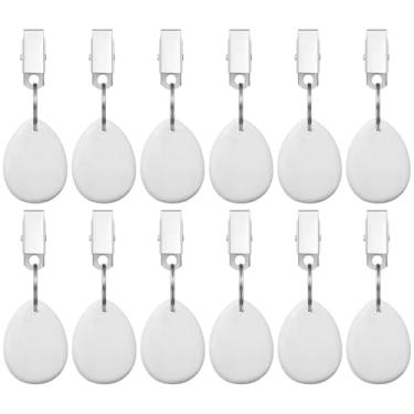 Imagem de LUMINFLY 12 pesos de toalha de mesa mármore branco em forma de gota d'água com clipes de metal para eventos ao ar livre e muito mais