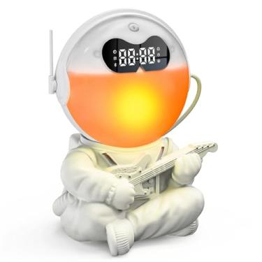Imagem de Relógio Despertador Astronauta Criativo com Plug USB Música de Ruído Branco Luz Ambiente Noturna Simulação Nascer do Sol Suave Modos Duplos Função Multiuso 4-em-1 Design Amigável ao Usuário Corpo Rota