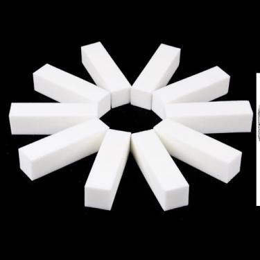 Imagem de Bloco Lixa de Unha Polidora, Esponja para Manicure e Pedicure, Branco, 10 Unidades, 9,4 x 2,5 cm, para Unhas Naturais e Artificiais