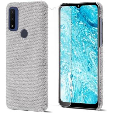 Imagem de Chewtoyo Capa protetora Motorola G Pure e conjunto de vidro temperado, proteção contra quedas em cinza claro, cobertura abrangente para Moto G Pure