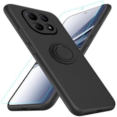 Imagem de Capa de telefone compatível com Xiaomi Redmi Note 15 5G com protetor de tela de vidro, suporte de anel giratório de 360° com suporte/suporte de silicone TPU à prova de choque capa protetora para Redmi