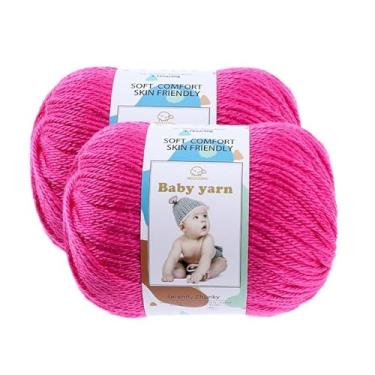 Imagem de Fio de malha para bebês – lã merino 10%, algodão 40%, nylon, 50% novelo de fio macio misturado adequado para tricô de crochê, cobertores de bebê e roupas (aproximadamente 50 g/160 jardas) [conjunto de
