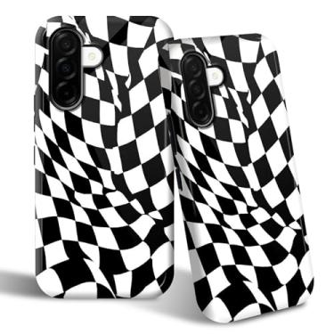 Imagem de SROJDHFJB Capa de telefone para Samsung Galaxy A36 5G, capa protetora de 2 camadas com design impresso em grade metamórfica, parte traseira rígida + amortecedor de TPU macio capa fina para homens e