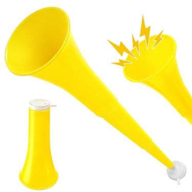 Imagem de 24 Inch Collapsible Stadium Horn, Vuvuzela Plastic Blow Cheering Horn, Collapsible Plastic Trumpet noise makers Horn for Sporting Event，Football Soccer Games, School Party Supply(Yellow)