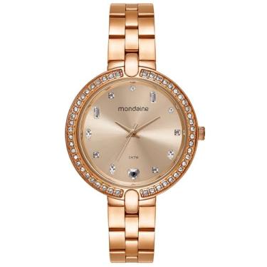 Imagem de Mondaine Relógio Feminino Rose Cristais Pulseira Aço