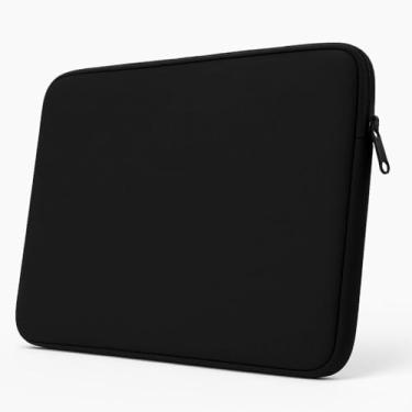 Imagem de Capa Para Notebook 15.6 Polegadas Neoprene Preta Impermeável Com Zíper - Proteção Antirrisco Portátil Para Viagem Trabalho Dia a Dia (PRETO)
