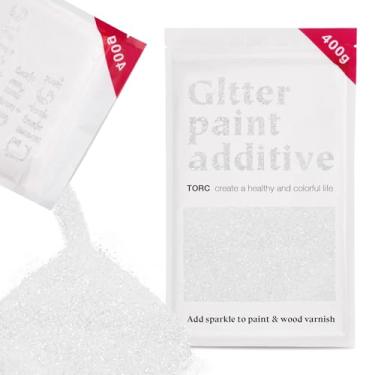 Imagem de TORC Aditivo Para Tinta Branca Com Glitter - Pó Glitter Multitamanho Para Tinta Acrílica, Paredes, Móveis De Madeira E Artesanato (400 G/14 Oz) - Uso Interno/Externo Em Todos Os Acabamentos