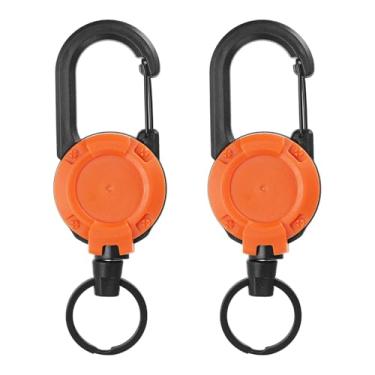 Imagem de PATIKIL Chaveiro retrátil, 2 peças, porta-crachá retrátil resistente, carretel de crachá, clipe de chaveiro com cordão de aço de 59,9 cm, quintal para chaves, pesca, ciclismo, caminhada, mochila