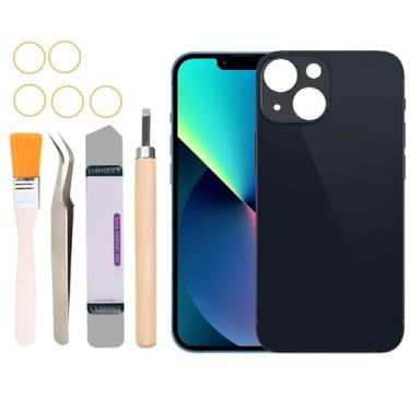 Imagem de Yuntunele Capa traseira de substituição de vidro para iPhone 13 Todas as operadoras com kit de ferramentas de reparo profissional (preto)