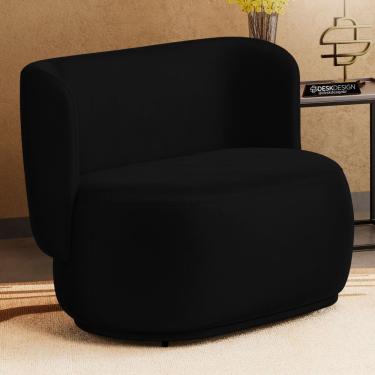 Imagem de Namoradeira Decorativa Orgânica Molly 02 Lugares Couríssimo Preto - Desk Design Cor Preto