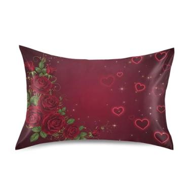 Imagem de SEHANY Capas de almofada elegantes de seda rosas para cabelo e pele, capas de almofada de cetim respiráveis macias e refrescantes com fecho de envelope, tamanho king (50,8 x 101,6 cm)