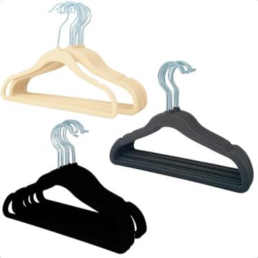 Imagem de Kit 50 Cabides Veludo Infantil Para Roupas Slim Antideslizante Ultra Fino (Cinza)