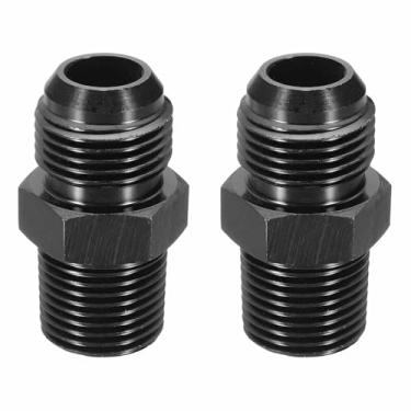 Imagem de HARFINGTON 2 peças 10AN macho para 1/5.1 cm NPT macho adaptador de alargamento reto tubo adaptador de encaixe de linha de mangueira de combustível de alumínio para veículos, preto