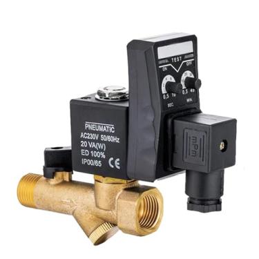 Imagem de Válvula de Dreno Elétrica Latão 1 2 Polegada Solenoide Condensado Temporizada Automática para Compressor Ar Separador Se