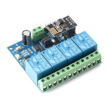 Imagem de JESSINIE ESP8266 ESP-01 Módulo de Relé WiFi de 4 Canais 12V 12V IOT Wireless Smart Home Device WiFi Relay Internet of Things ESP-01 Placa de Módulo para Controle Remoto de Aplicativo de Telefone