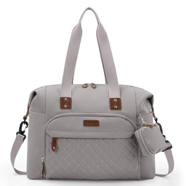 Imagem de Tuwubi Bolsa de fraldas, bolsa de fraldas de bebê com estojo de chupeta grande para viagem para mamãe e papai bolsa de bebê multifuncional - M-Light Khaki