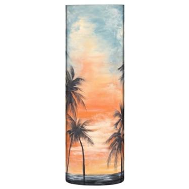 Imagem de xigua Vaso transparente com palmeiras abstratas para decoração de casa, vaso de plástico de flores para sua cozinha, quarto, escritório, sala de estar, banheiro