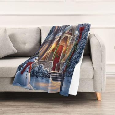Imagem de Wassud Cobertores e mantas de Natal 152 x 228 cm, cobertor de neve para sofá, cobertor quente e aconchegante de lã de pelúcia para cama, sofá, cadeira, decoração de casa