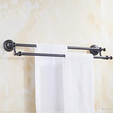 Imagem de Toalheiro preto, varão duplo, retrô, toalheiro de cobre, toalheiro de barra de banheiro europeu/cor