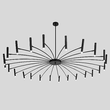 Imagem de Lustre Sputnik de metal preto com 24 lâmpadas, estilo moderno de meados do século XX, para teto, com design rústico ou vintage, ideal para ilha de cozinha.